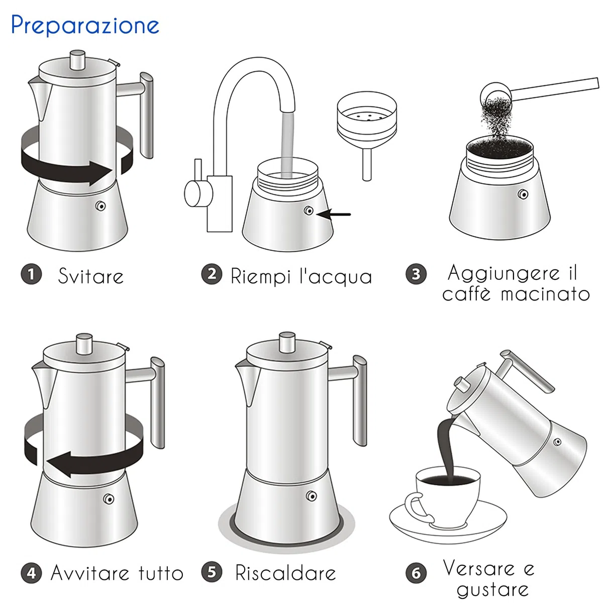 Easyworkz Diego Caffettiera Macchina per Espresso Italiana in Acciaio Inox 4 Tazze,200 ml, per fornello