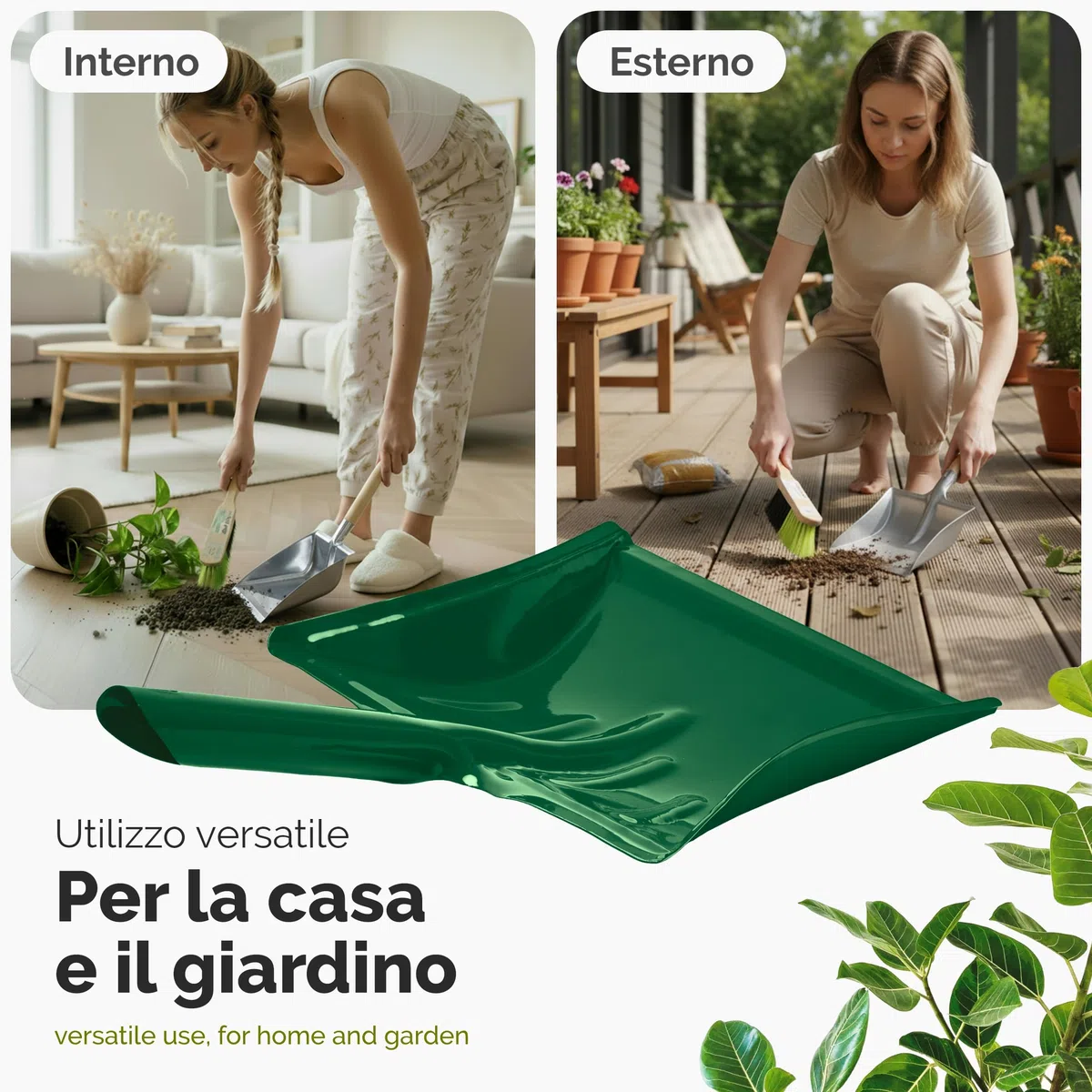 Garronda Paletta in metallo con manico in legno, pala da giardino robusta ideale per pulizie di carbone, cenere e segatura, paletta camino per uso interno ed esterno GD-0002 (Argento)