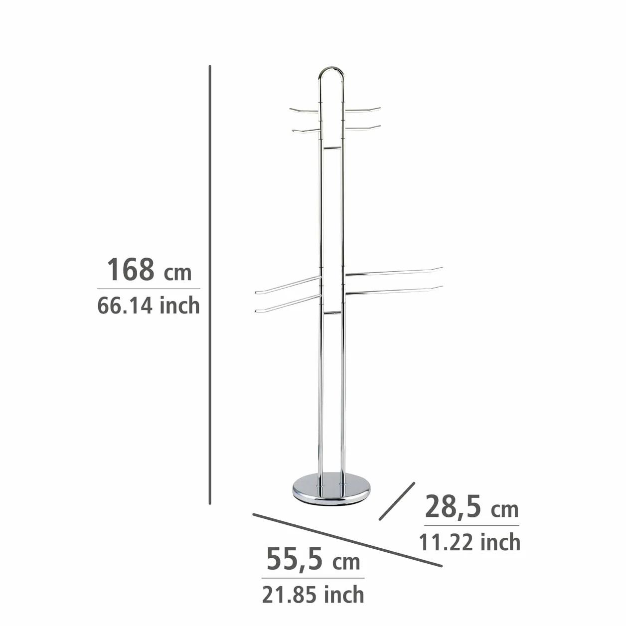 WENKO Piantana portasalviette Palermo - 8 bracci, Acciaio, 55.5 x 168 x 28.5 cm, Cromo