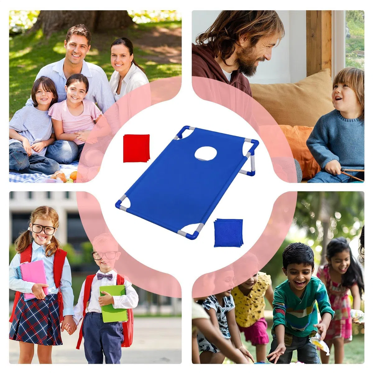 Set da gioco Cornhole - Tavole Cornhole portatili con di sabbia | Gioco da giardino all'aperto e al coperto per bambini, ragazzi e ragazze | Compleanno, festa, campeggio, in giardi