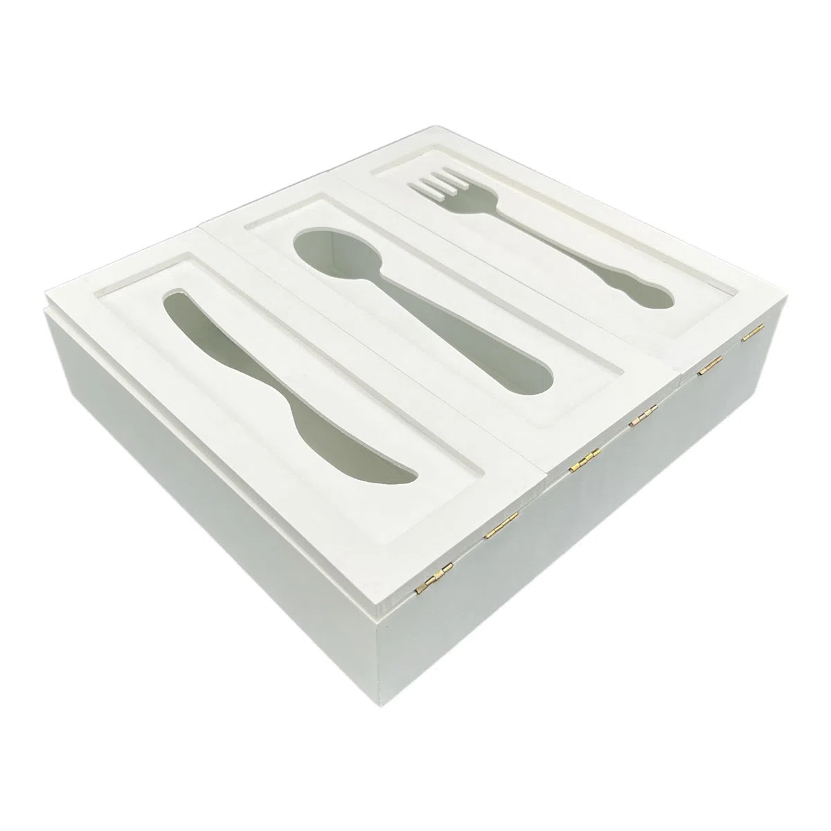 Gicos Porta Posate in Legno Colore Bianco 25X25X7 CM