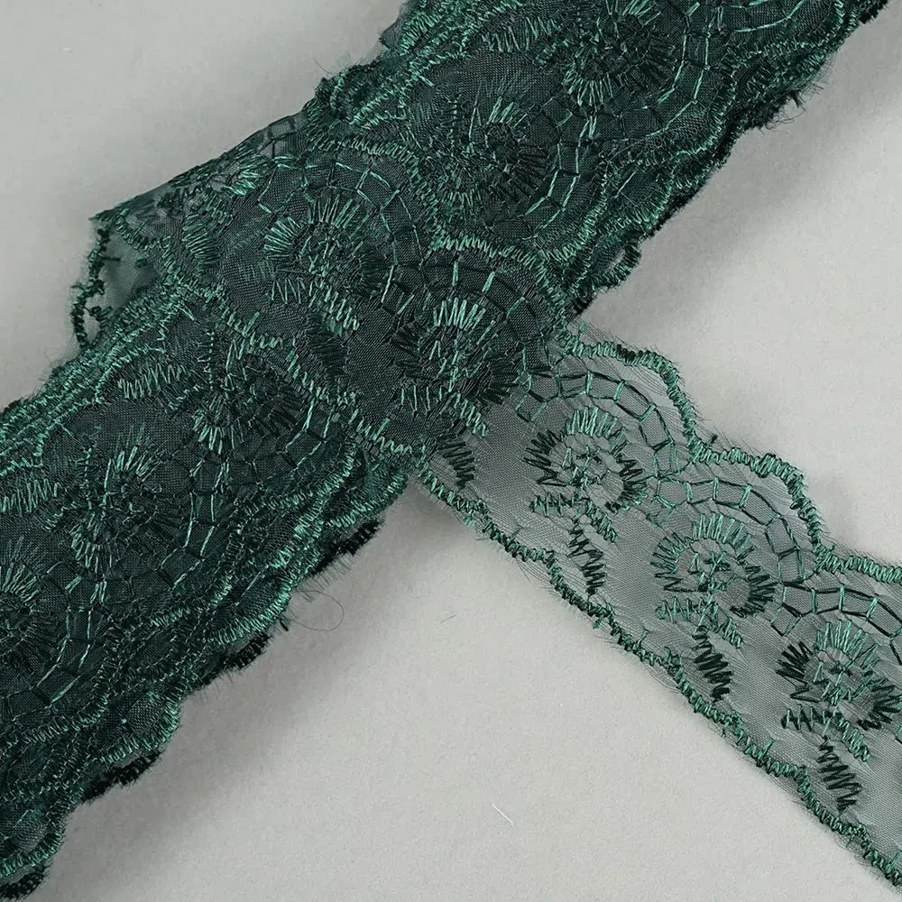 20 yard, bordatura in pizzo ricamata, nastro in pizzo, per regali, al metro, per fai da te, cucito, Natale, matrimoni, feste, fiori, confezione regalo, verde scuro