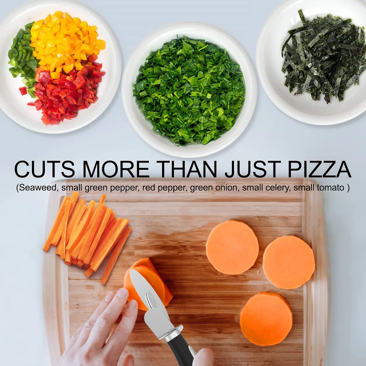 Rotella Taglia Pizza, Acciaio Inox Pizza Cutter, Rotella Tagliapizza è MoltoFacile da Pulire, Sicuro da Pulire in Lavastoviglie, Ergonomico, Antiscivolo Silicone il Manico