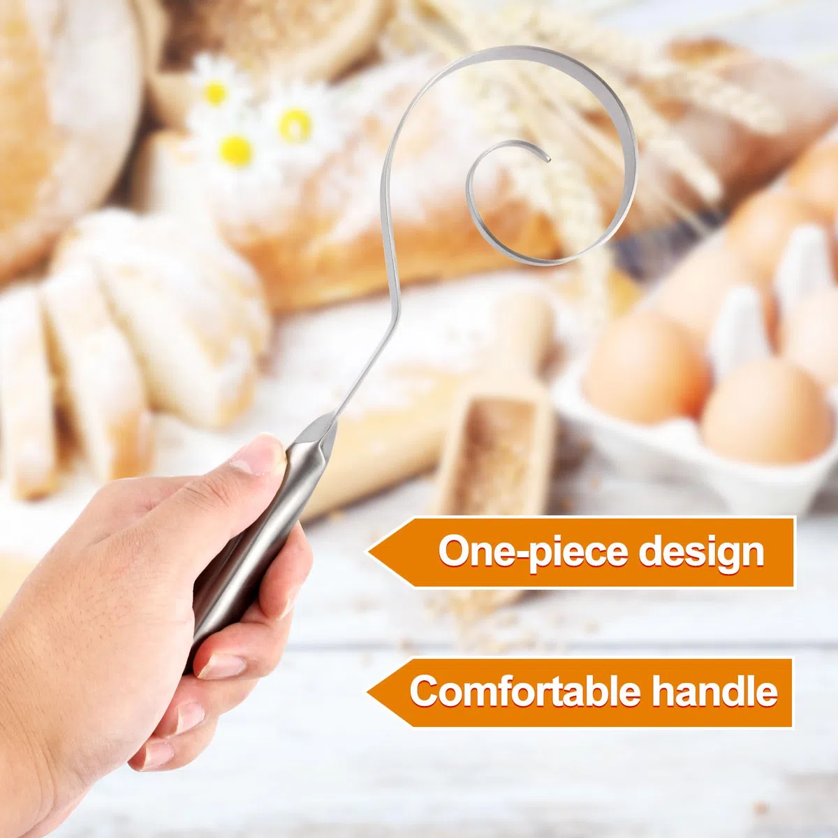 Frusta per Impasto, Frusta per Impasto Senza Soluzione di Continuità Frusta per Impasto in Acciaio Inox Frusta per Impasto del Pane Strumento per la Preparazione di Impasto Pane e Torte
