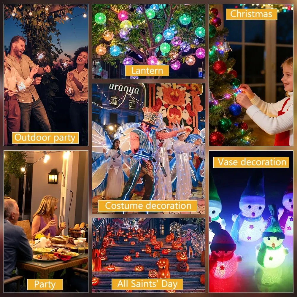 AUAUY Mini LED Palloncini Luci, 30 Pezzi Luce per Lanterna di Carta, Luce Notturna Impermeabile a Batteria per Compleanno Halloween Decorazione Matrimonio Natale Capodanno Festa Prato (Colorato)