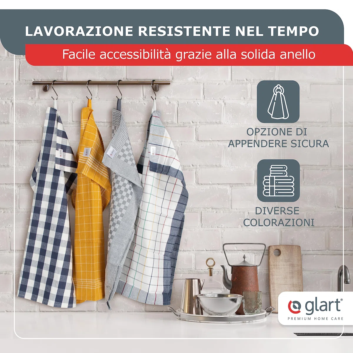 Glart 48GI2 Set di 10 Asciugamani da Cucina, 50x70 cm, 100% Cotone Oeko-TEX Standard 100, grigio, prelavati, panni per cucina e lavaggio, ancora più assorbente ad ogni lavaggio