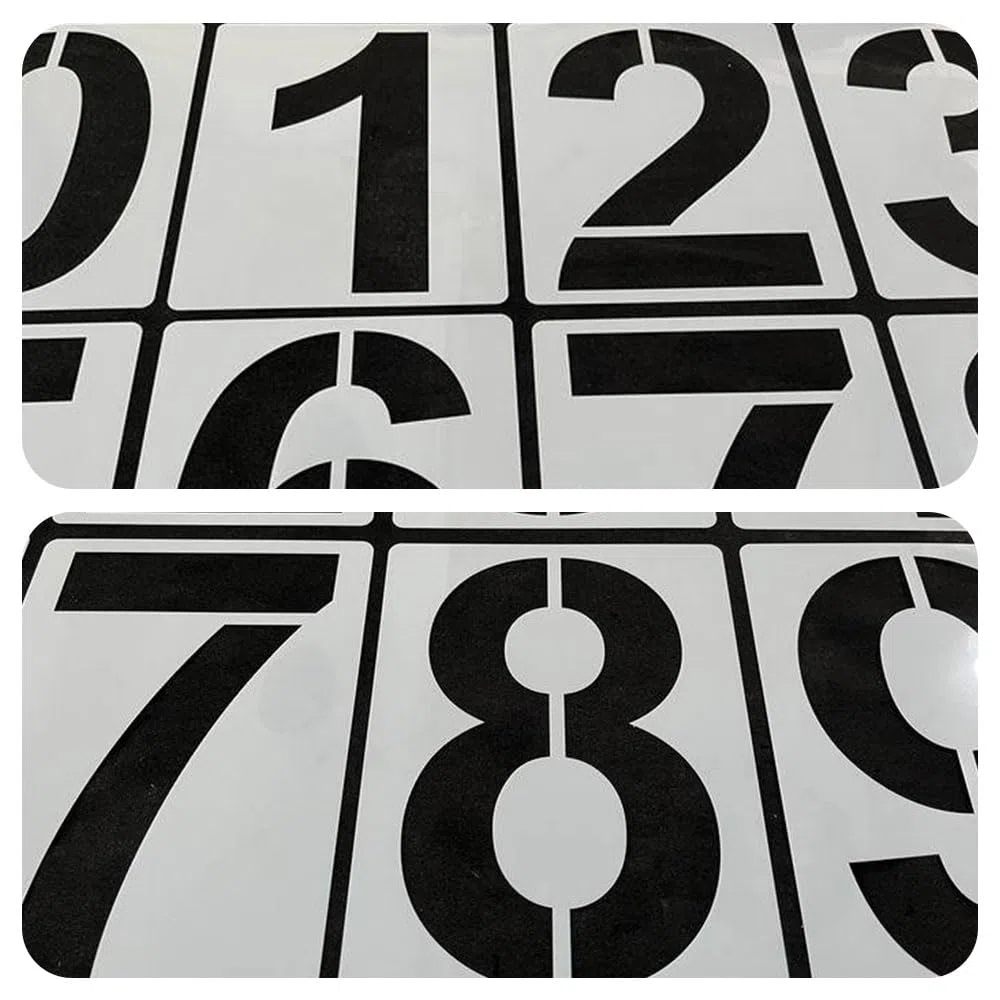 Stencil a forma di numeri grandi, 25 cm, riutilizzabili, in plastica, stencil con numeri da 0 a 9, per pittura, progetti artistici fai da te, decorazione (10 pezzi)