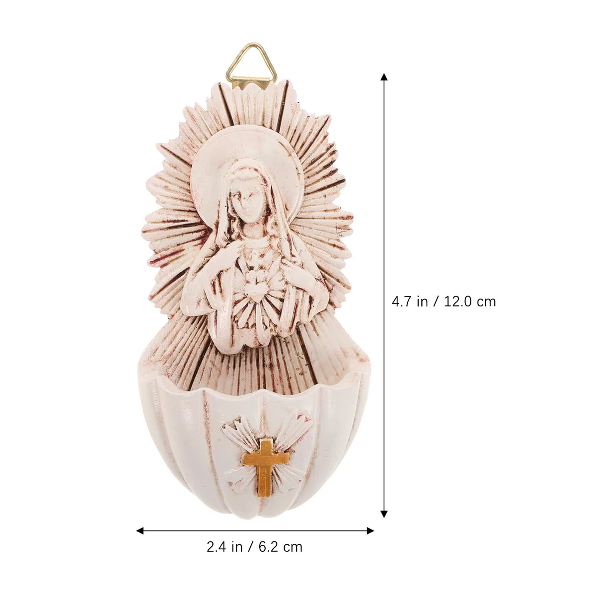 Amosfun Decorazione Da Parete Per Acquasantiera in Resina 4.7X1.4X2.4 Pollici Accessorio Per Ingresso Casa Cattolica Regalo Per Prima Comunione E Cresima Decorazione Murale Sacra