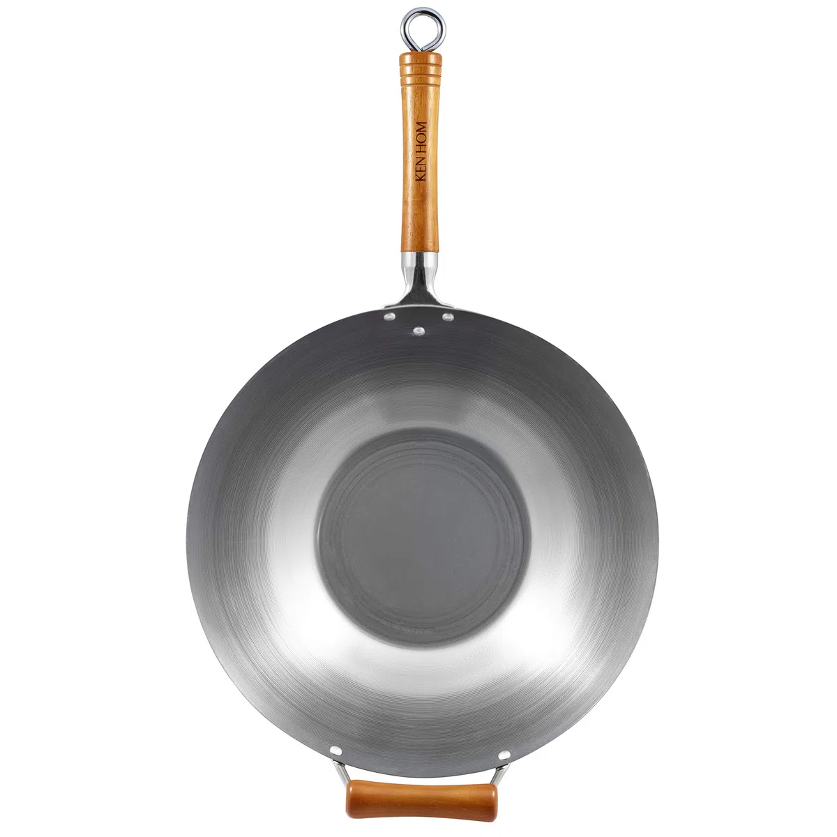 Ken Hom Wok Tradizionale Acciaio al Carbonio, 36cm, Excellence, Padella a Induzione, Compatibile con Utensili in Metallo, Non Lavabile in Lavastoviglie
