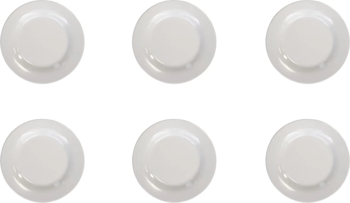Dekorah Set di 6 Piatti in Melamina Bianchi 18,8 cm - Resistenti e Lavabili in Lavastoviglie - Perfetti per Mense Scolastiche, Barche, RSA, Camping e Camper