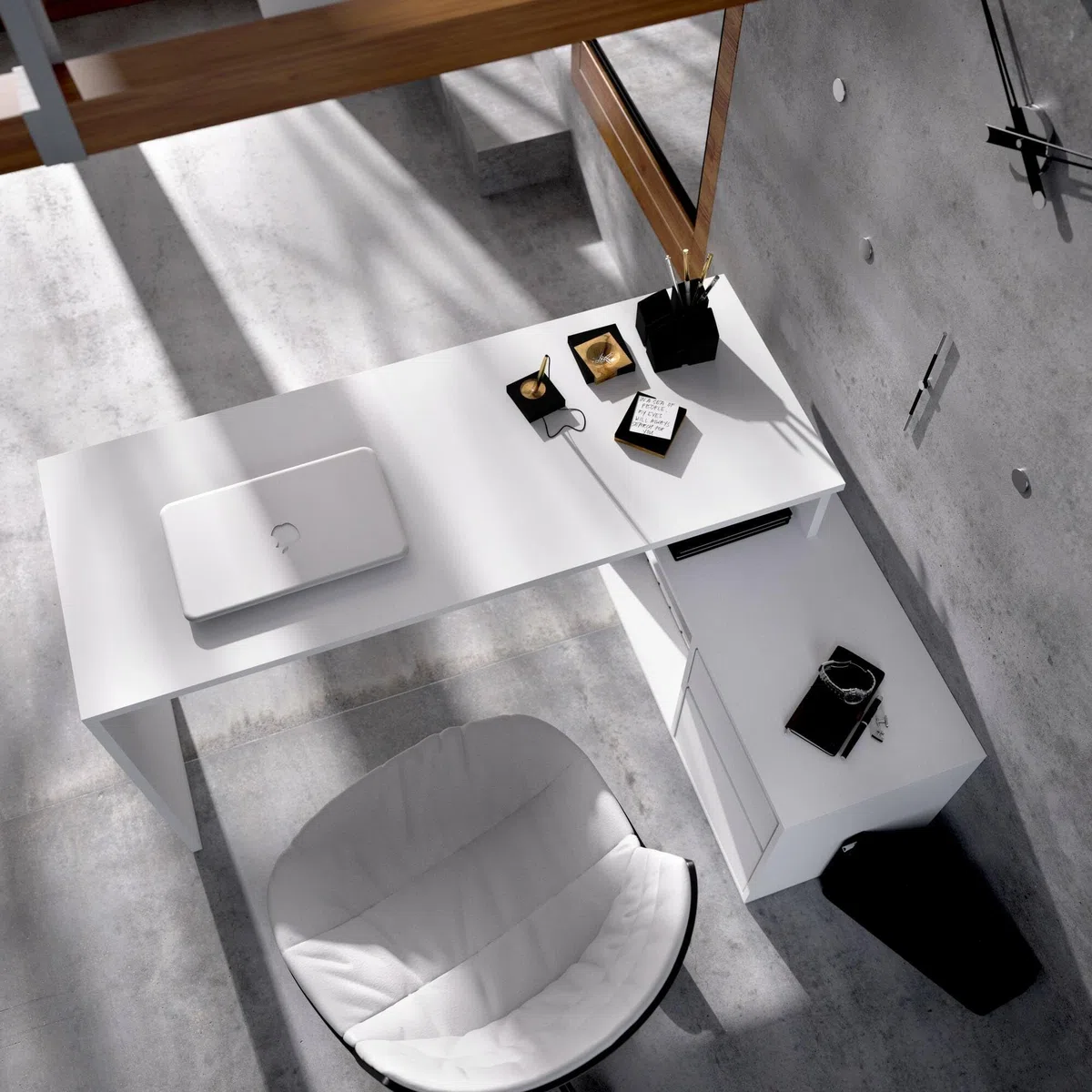 Dmora - Scrivania Gardena, Scrittoio multiposizione da ufficio o cameretta, Tavolo da studio angolare multiuso, 139x92h75 cm, Bianco