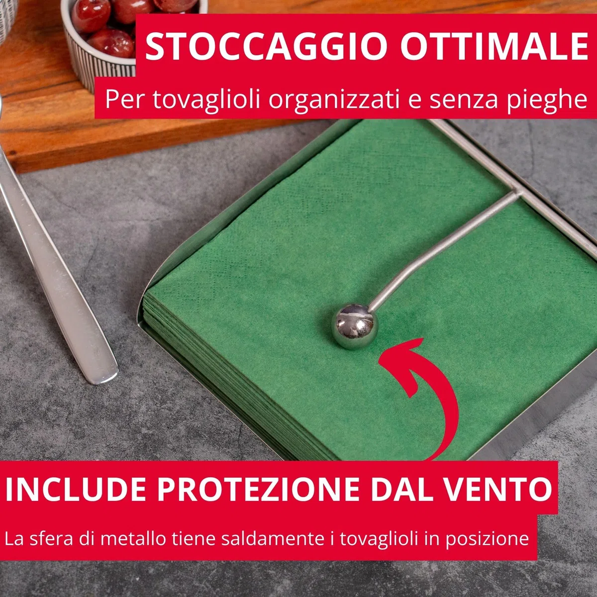 Westmark Portatovaglioli, Conservazione Senza Pieghe, Con Protezione Antivento, Acciaio Inossidabile, Argento, 69082260