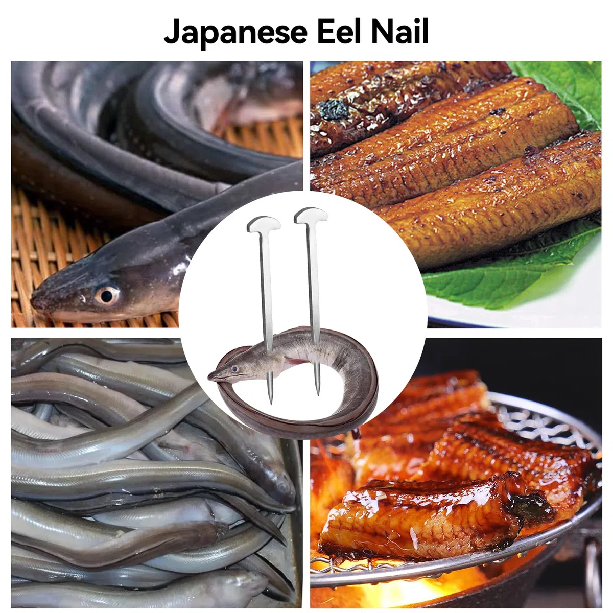 T Anguilla Spike, Coltello Acciaio Inossidabile a Forma di T Pesce Anguilla Chiodo Pesce Strumento per Carpa, Pesce Gatto, Negozio di Sushi Giapponese, Homr, Cucina Strumenti per chef di sushi 15 cm