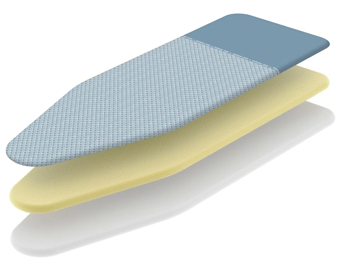 Colombo Copriasse da Stiro Parking 140x55 cm | Foderina di Ricambio per Asse da Stiro Tre Strati con Clip Fermanodo e Area Parcheggio per Ferro da Stiro | Made in Italy