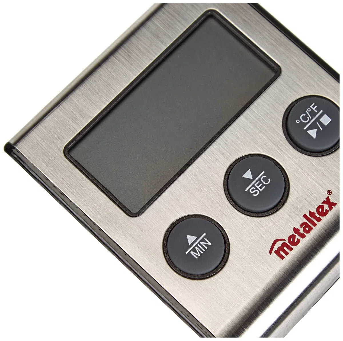 Metaltex Termometro Digitale da Cucina con sonda e Timer, Acciaio Inox, Grigio, 20 x 20 x 6 cm