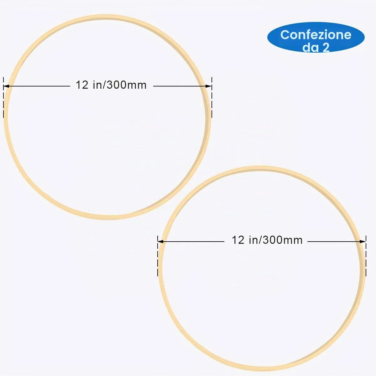 Worown 2 Pezzi Cerchio in Legno di Bambù, Anelli in Bambù per Artigianato 30cm - Ghirlanda Nuziale fai-da-te & Decorazione Parete & Cerchi per Acchiappasogni
