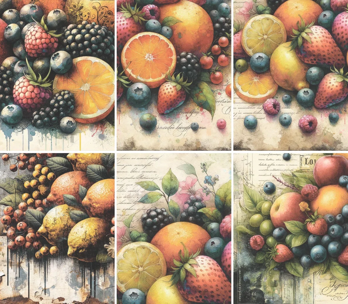 Carta di Riso frutta mista, 20 x 26,6cm (6 pezzi) - 6 disegni per scrapbooking, cartoline, artigianato, decoupage da CRAFT KREATIVELY