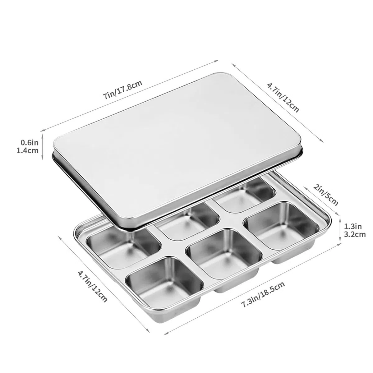 Metal Ice Trays, Cube Mold Maker, 7.3in Stainless Steel Holder, Reusable Authentic Design, Easy Release Structure for Coffee, Beverage, Baby Food, Breastmilk, Kitchen, Home