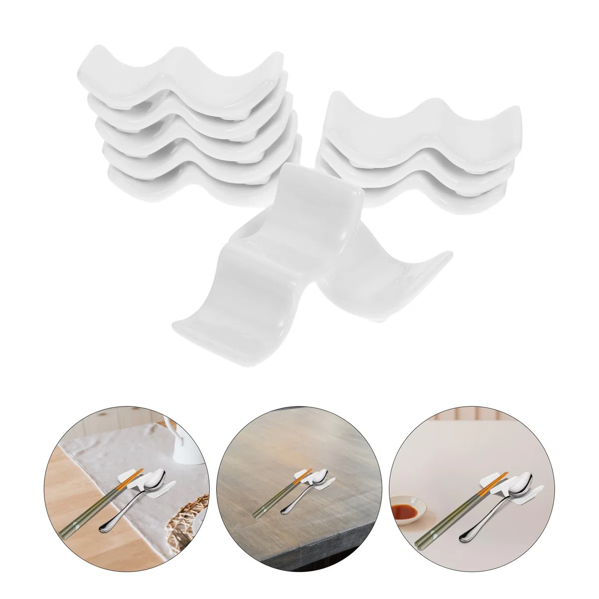 10 Pezzi Poggia Posate in Ceramica Bianca Porta Bacchette Forchette e Cucchiai da Tavolo Supporto Elegante per Ristorante e Casa Accessori Pratici per Sushi e Cena