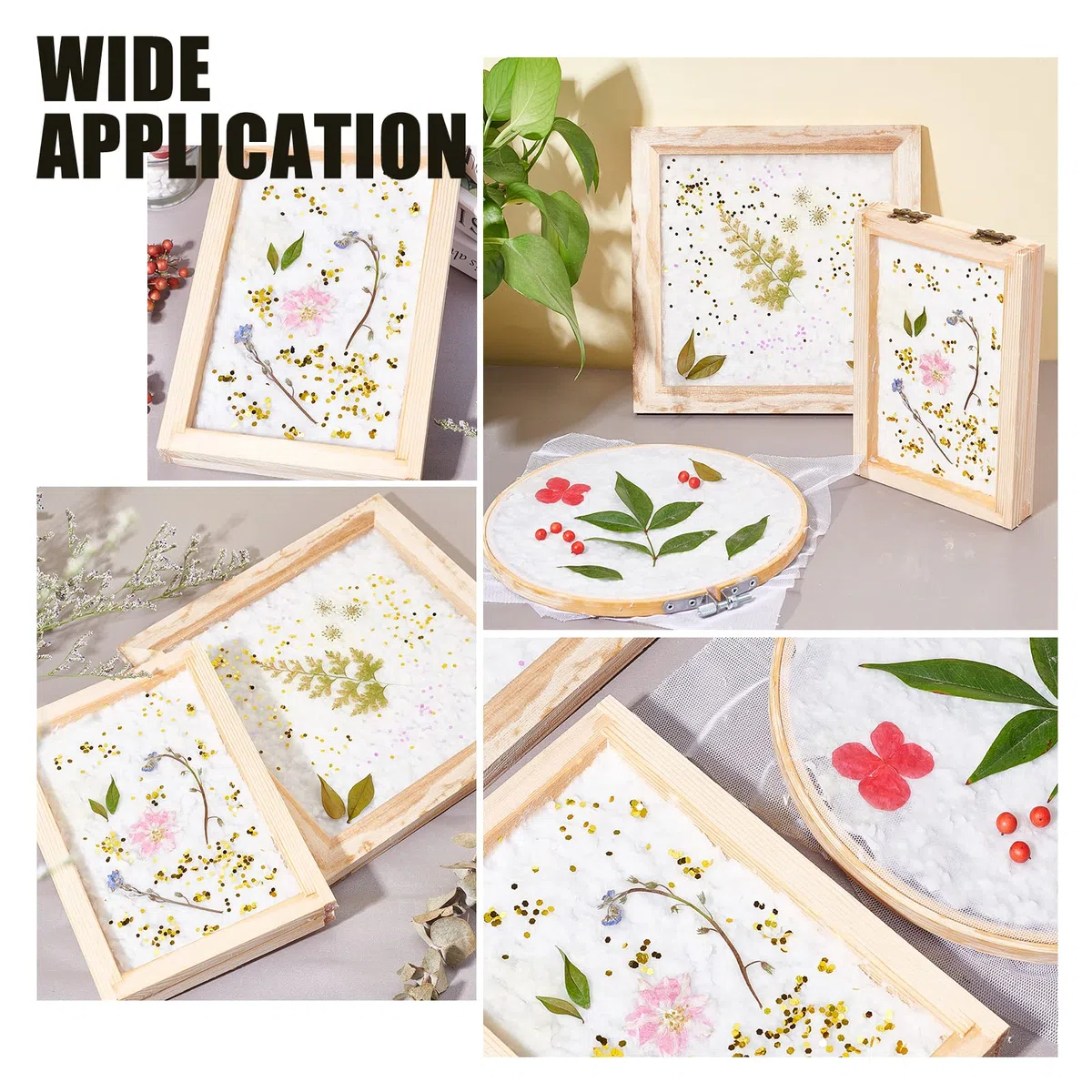 SUPERFINDINGS Carta in legno che fa stampo cornice schermo strumento per fiori secchi artigianato fai da te carta artigianato 18x12,7x2,3cm