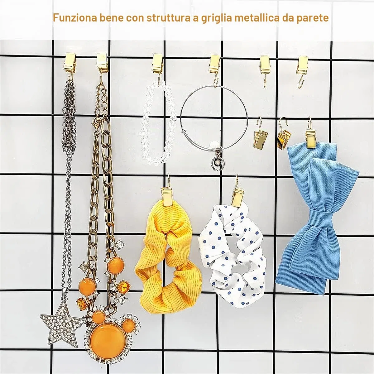 Coideal Pinza per tenda dorata con ganci, 100 pezzi piccolo morsetto per tende in acciaio inossidabile per decorazione di matrimonio, foto, arte artigianale Dispaly (oro)