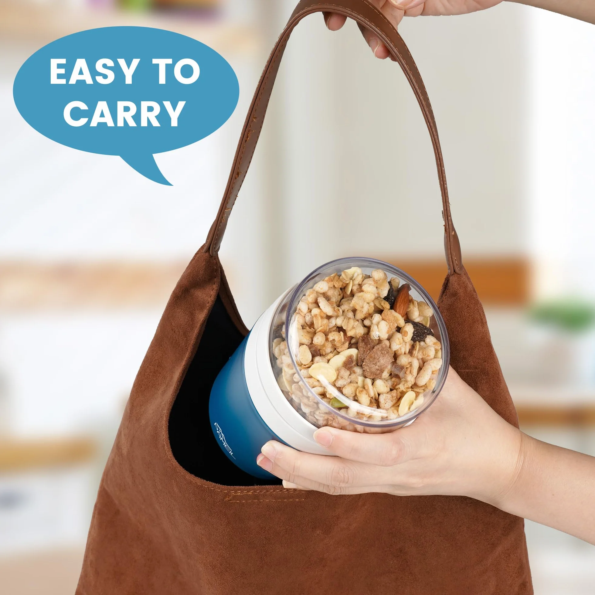 Tazza per cereali,tazza per yogurt portatile a prova di perdite con parete interna isolata in acciaio inossidabile da 500ml+200 ml,tazza per cereali da portare con sé con cucchiaio adatta per lavoro