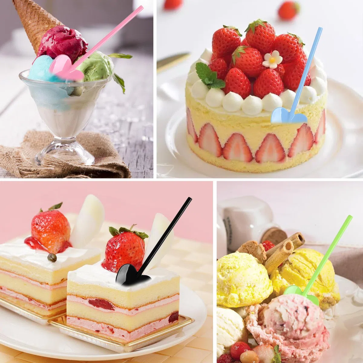 Mini Cucchiai da Dessert Riutilizzabili, 100 Pezzi Mini Cucchiai Riutilizzabili Paletta per Gelato Reusable Piccoli Cucchiai da Dessert per Barbecue, Picnic, Campeggio, Feste, 10,5 cm
