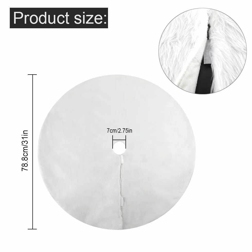 HOWAF Gonna Albero di Natale 78CM/31 Pollici Tappeto Albero di Natale Bianco Peluche Copri Base albero natale Sotto per Decorazioni Natalizie