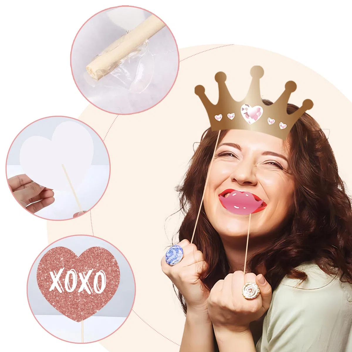 Photobooth 60 anni, 34 pezzi, kit fotografico per compleanno, rosa oro, fotobooth compleanno, rosa oro, fotobooth compleanno con cornice per foto 60 anni, props photobooth, accessori per selfie