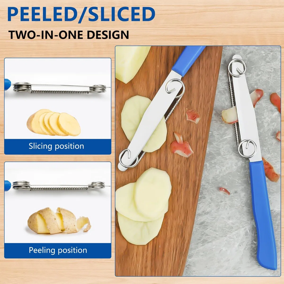 3 Pezzi Spelucchino, Coltello per Affettare Rapido, Coltelli da Cucina Professionali, Coltello per Frutta Multifunzionale 3 In 1 Coltello da Frutta e Verdura In Acciaio Inossidabile