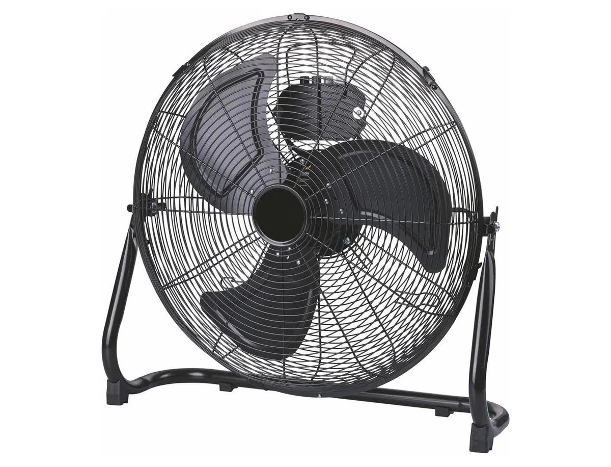 Ventilatore con Stand da Tavolo Pavimento Terra 50cm 3 Velocità Metallo Acciaio Laminato Inclinabile 100W Potente Facile da Trasportare (NERO)