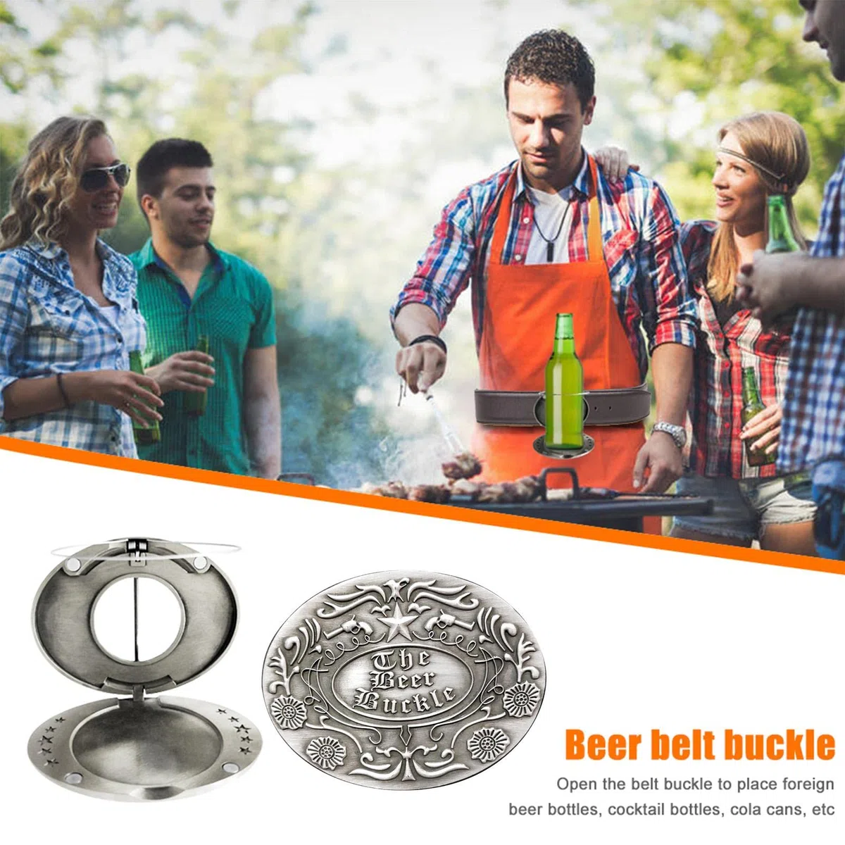 Cintura di Birra - Portabicchieri Portatile da Cintura in Metallo Portabicchieri da Birra, portabicchieri con Fibbia per Cintura da Birra per Picnic, Feste, Barbecue, Campeggio