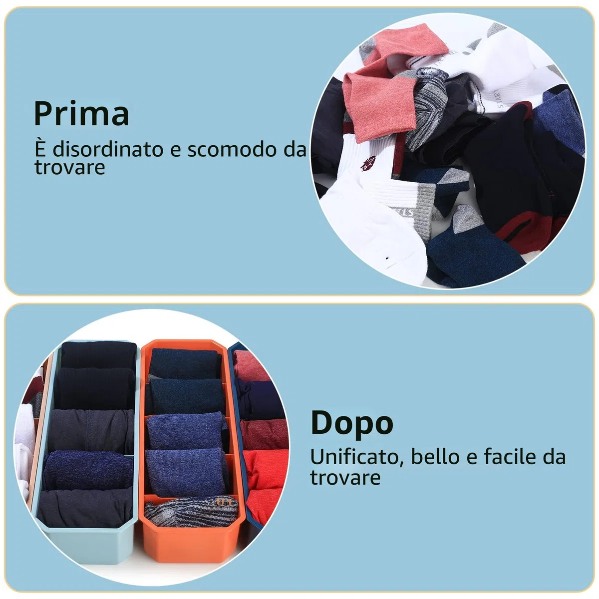 Fulushouxi 4 Pezzi Organizer Cassetti, Contenitori per Calzini Biancheria Intima, Organizzatore per Cassetti Armadio, Divisori per Cassetti Casa, Reggiseni, Calzini, Mutandine