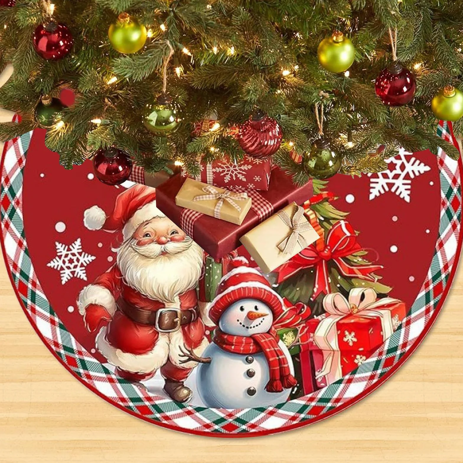 90cm Grande Gonna Albero di Natale, Tappetino per albero di Natale Pupazzo di Neve, Copertura per Albero diNatale, Rotonda Tappetino per Copertura Base Babbo Nataleper Decorazioni Natalizie