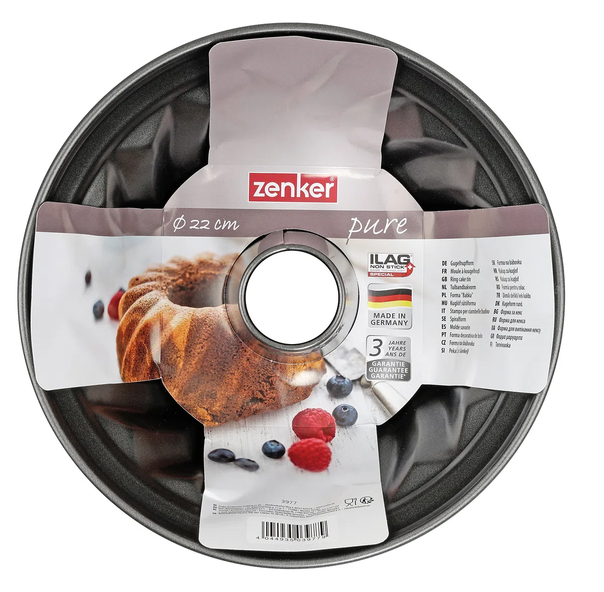 Zenker - Stampo per ciambella 22 cm della serie "Pure", stabile e rivestito, per succosi di ciambella, stampo rotondo con rivestimento antiaderente (colore: Nero) Quantità: 1 pezzo