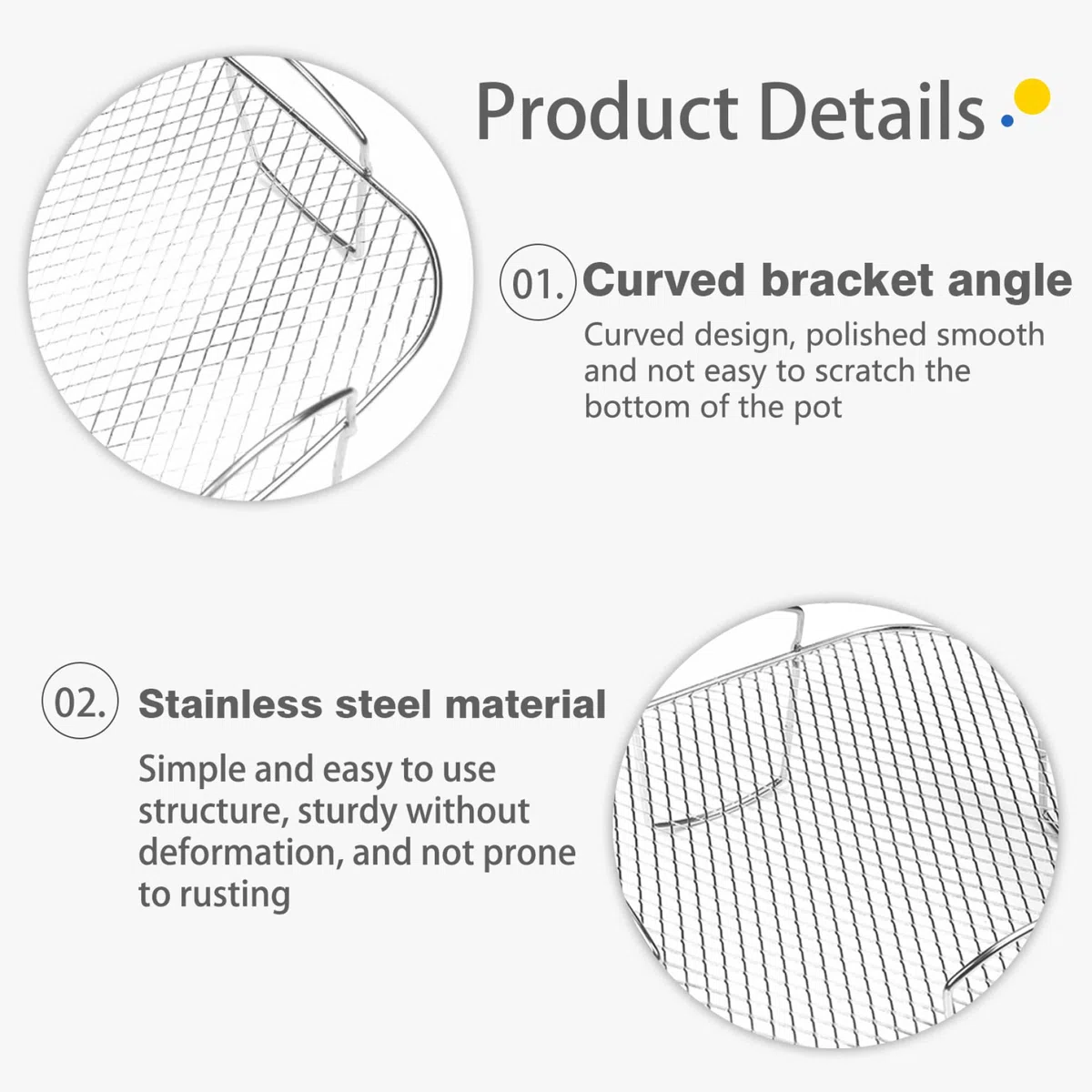 Griglia per friggitrice ad Griglia per Barbecue in Acciaio Inossidabile da 8 Pollici con 4 Gambe Supporto per friggitrice Multiuso per Forno per arrosti Accessori per ad a