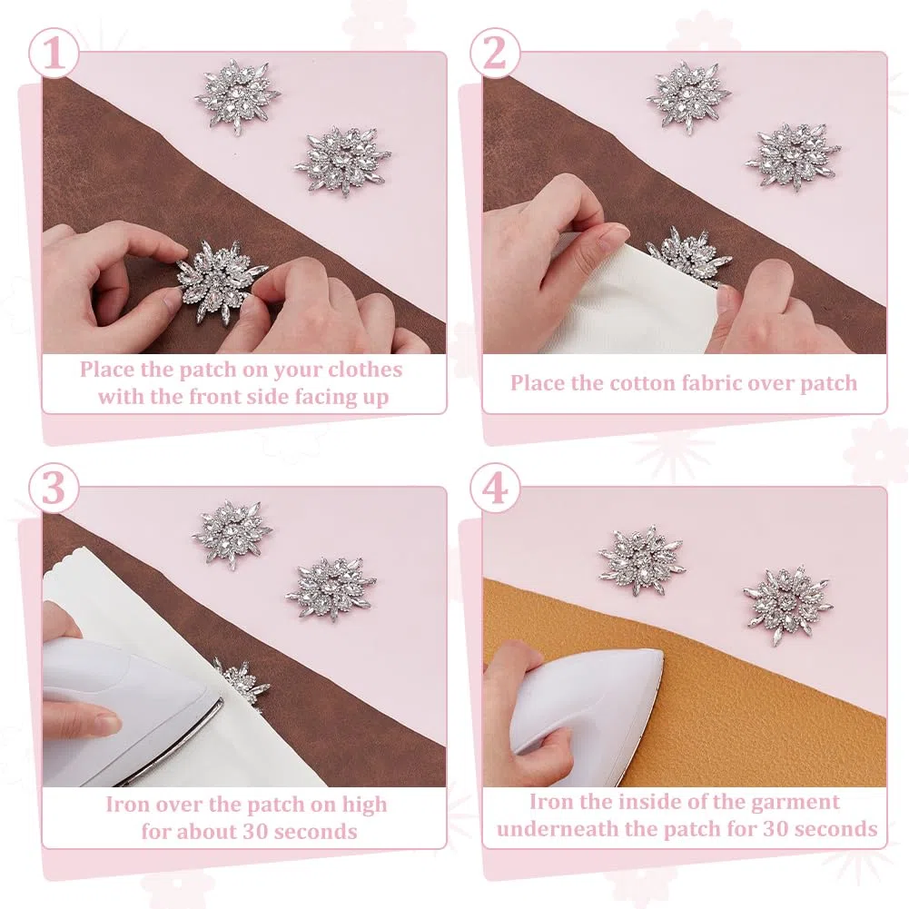 FINGERINSPIRE Toppa termoadesiva con strass, 50 x 47 mm, per matrimonio, abito da sposa fai da te