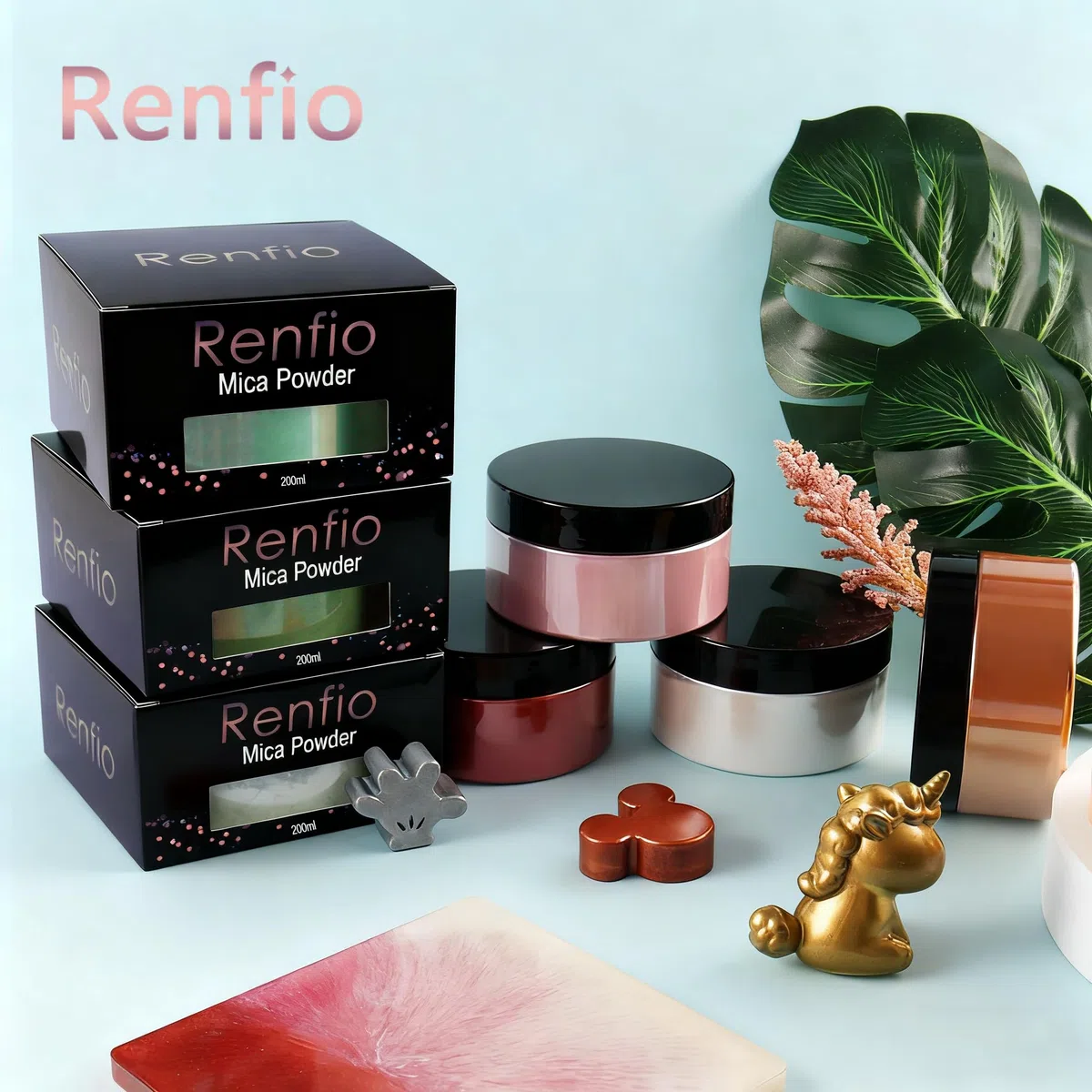 Renfio - Polvere di mica in pigmento 100 g (3,5 once) di pigmenti naturali in polvere fine perla luccicante in resina epossidica per pittura, produzione di sapone, melma, bombe da bagno - Viola