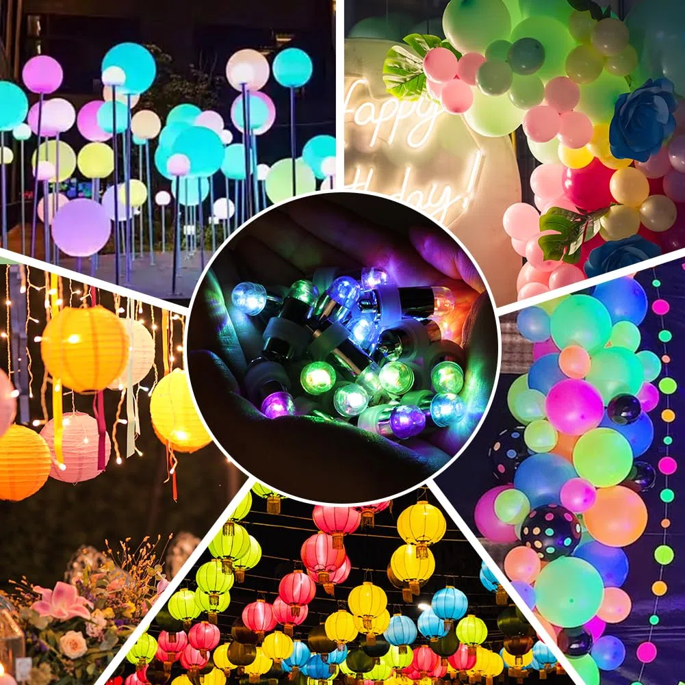 AUAUY Mini LED Palloncini Luci, 30 Pezzi Luce per Lanterna di Carta, Luce Notturna Impermeabile a Batteria per Compleanno Halloween Decorazione Matrimonio Natale Capodanno Festa Prato (Colorato)