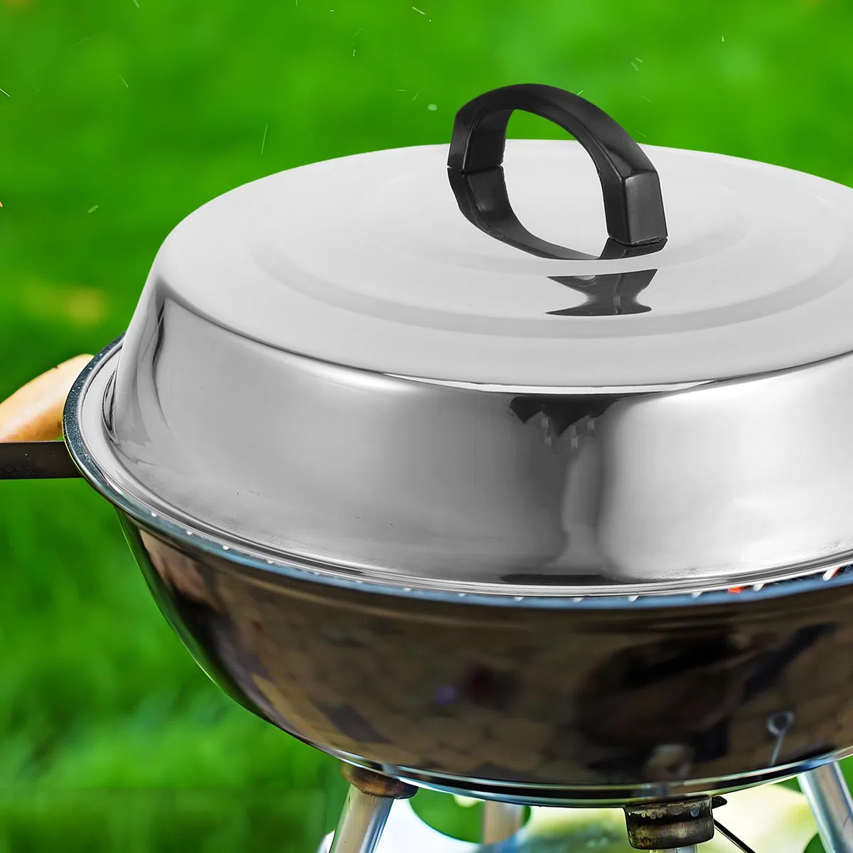 Copertura per Barbecue in Acciaio Inox 32 CM, Coperchio a Cupola per Bistecca Struttura Robusta, Adatto per Cucina all'Aperto e Campeggio