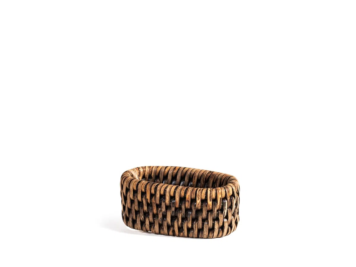 H&H Set 6 Legatovaglioli in Rattan Naturale, Portatovaglioli Decorativi 7x4x3 cm, Stile Boho e Coastal, Marrone