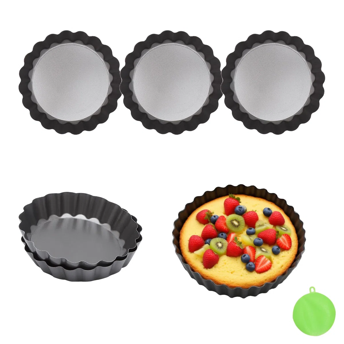 HENGBIRD 6 Pezzi Ø 10 cm Stampo Crostata Fondo Amovibile, 10×2 cm Stampi Crostatine Monoporzione, Formine per Crostatine & Crostata & Tartellette
