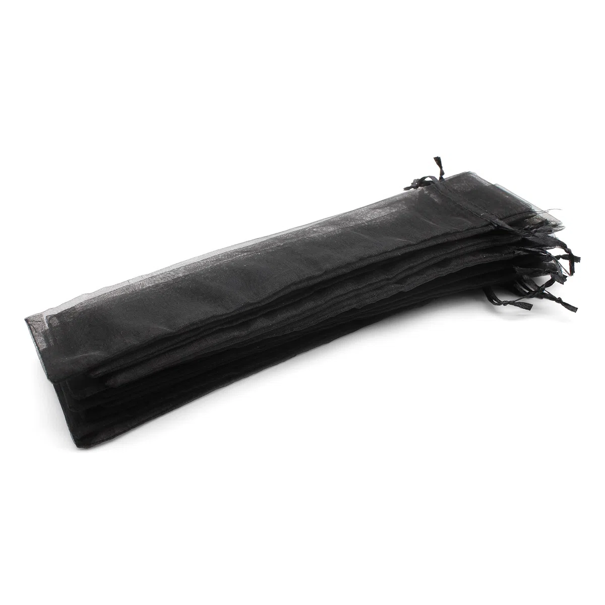 OLILLY - 50 buste nere in organza, dimensioni 26 cm x 6 cm, ideali per oggetti lunghi (ventagli, penne, ...) (nero)