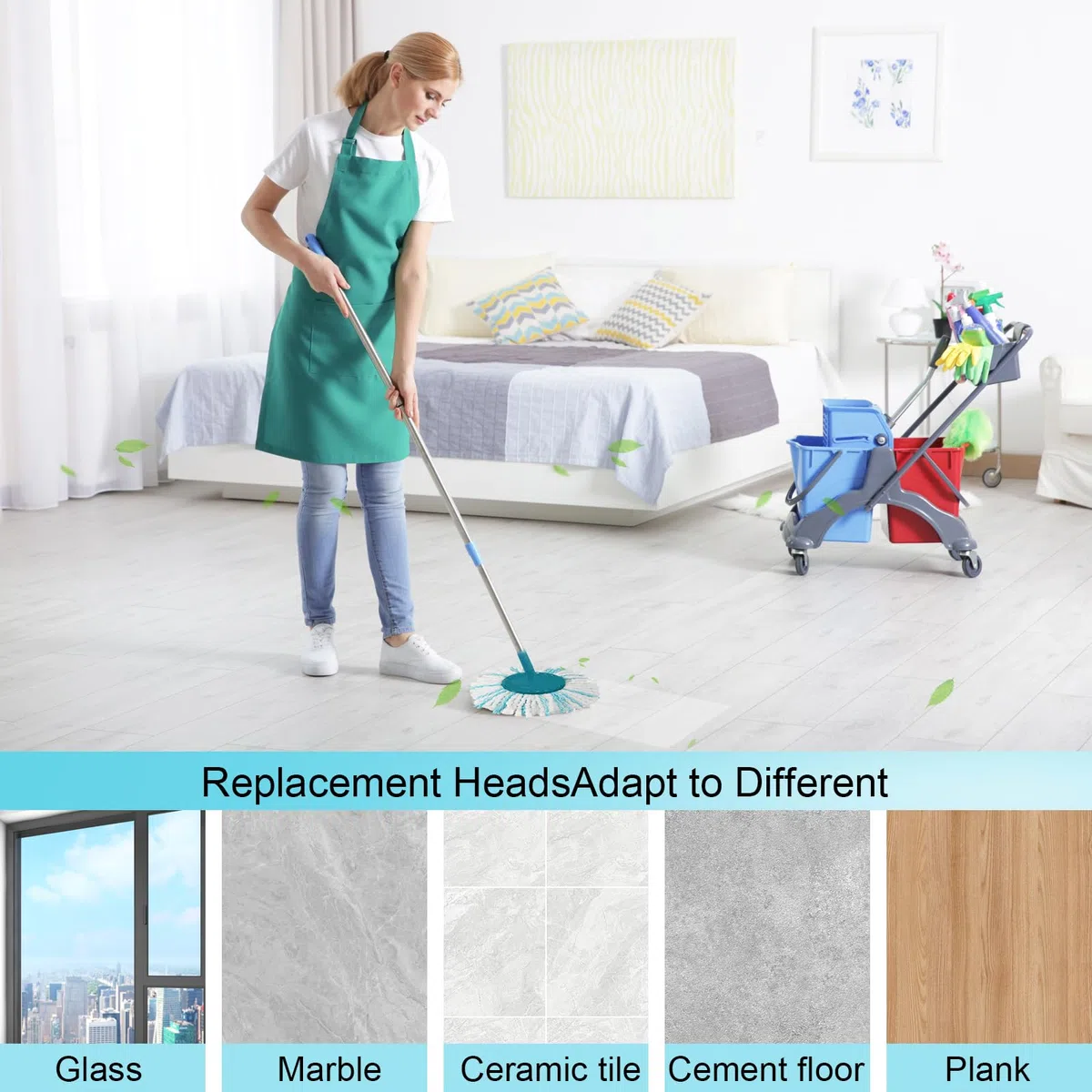Sprifityy 4 pezzi per testine di ricambio Leifheit Clean Twist Disc Mop Micro Kit, testina di ricambio riutilizzabile per mocio,facile da sostituire,altamente assorbente,per tutti i tipi di pavimento