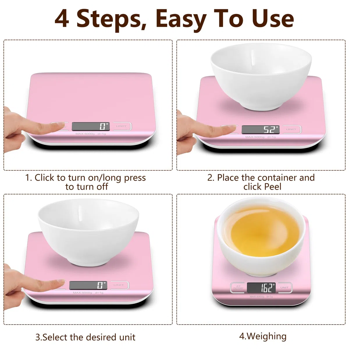 Bilancia da Cucina Digitale, GeeRic 10KG Bilancia per Cucina Elettronica ad Alta Precisione Display LCD In Acciaio Inox Funzione Tara Impermeabile Bilancia per Farina Gioielleria Tè Chicchi di Caffè