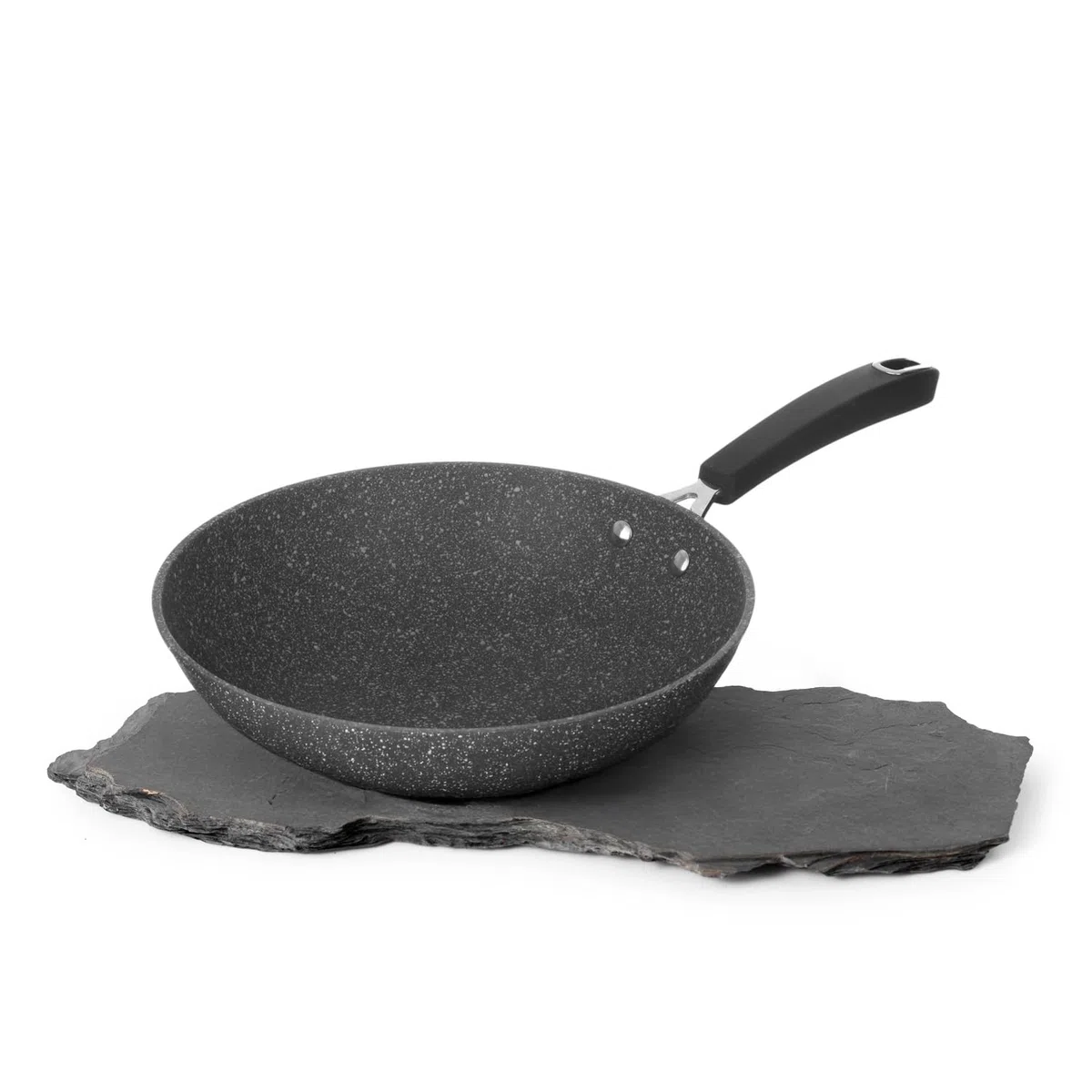 KASANOVA Wok antiaderente 28 cm, Padella per induzione e tutti i piani cottura New Petra Dark