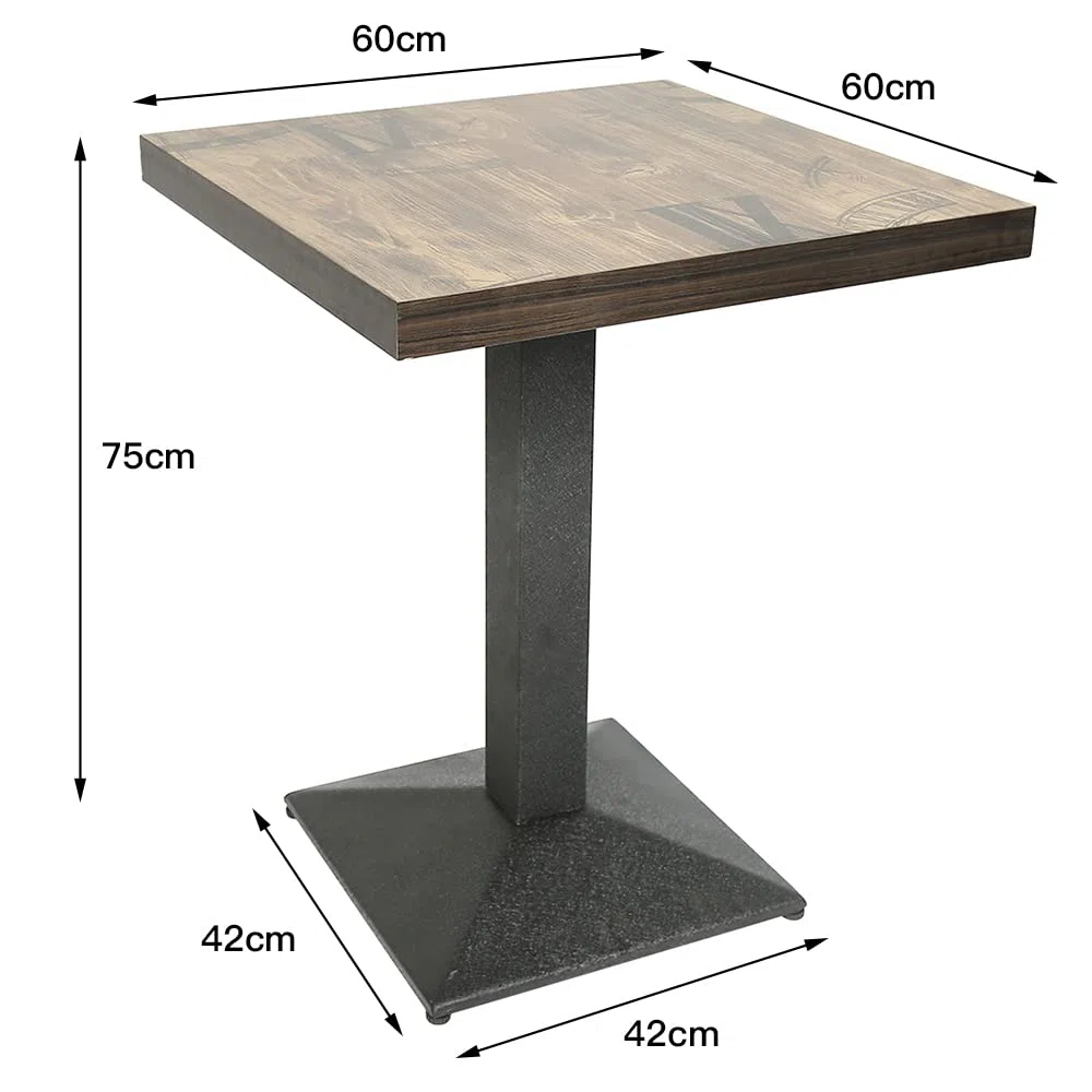 Tavolo Rettangolare in Stile Rustico Industriale in MDF e Metallo, Bar Tondo In Legno E Metallo - Tavolo Da Cucina e Tavolino Da Appoggio 60 * 60 * 75cm