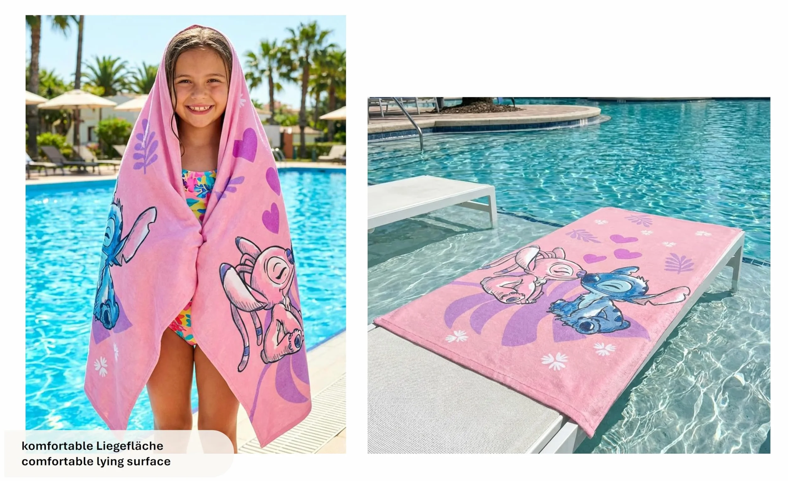 Theonoi Disney Lilo und Stitch, asciugamano da bagno per bambini, 70 x 140 cm, 100% cotone, per ragazze – Standard Öko Tex