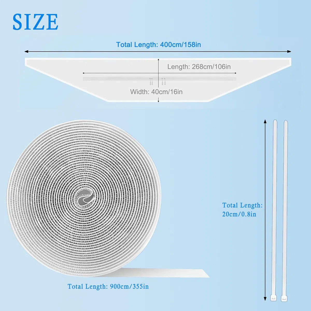 Climatizzatore per finestra con doppia chiusura lampo, 400 cm (157"), tubo di scarico, climatizzatore, finestra, impermeabile, Hot Air Stop per climatizzatori mobili, asciugatrice, asciugatura