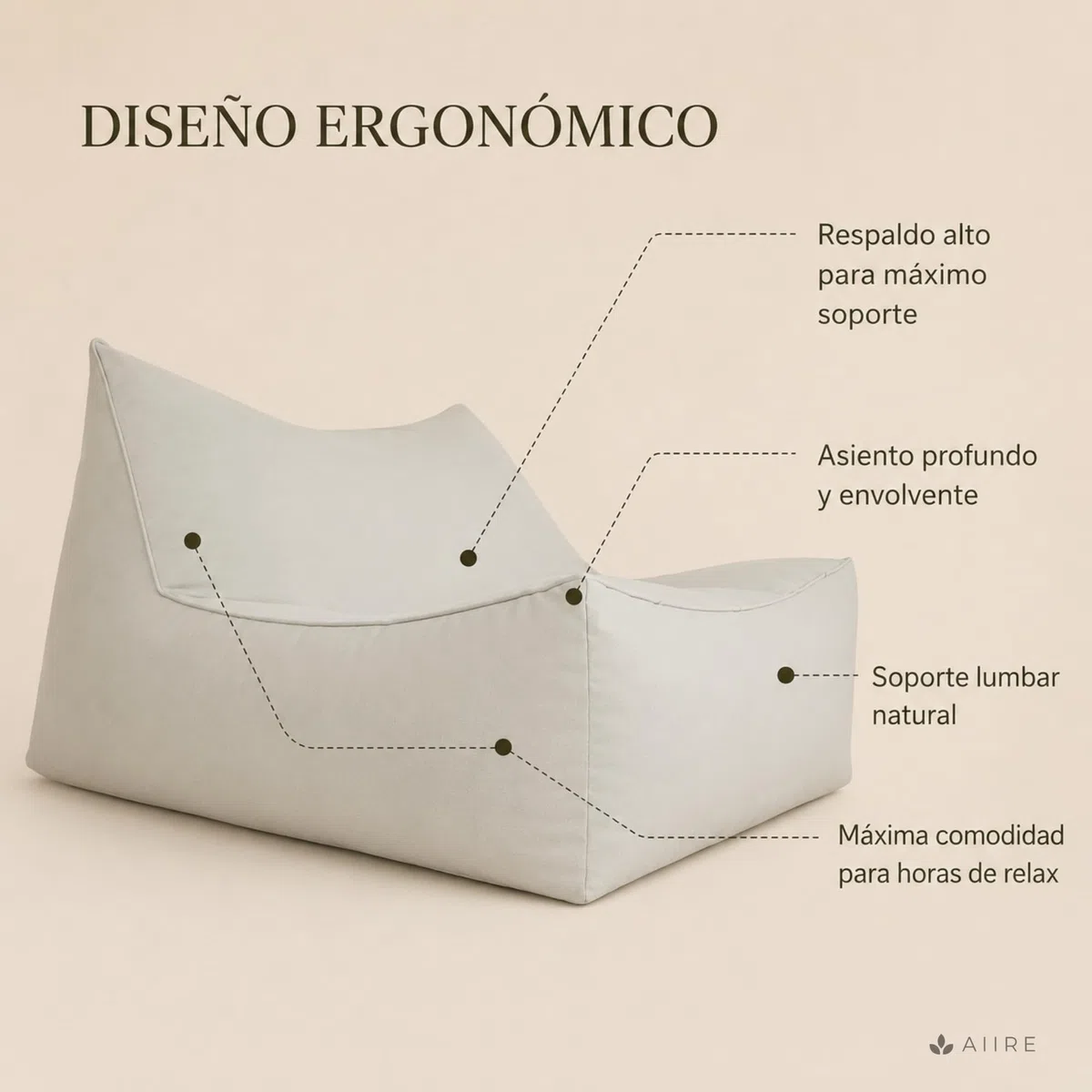 Aiire Poltrona Pouf da Esterno di Lusso - Puffo per Sedersi Moderni per Giardino e Piscina - Bean Bag XXL Design con Imbottitura - Cuscino da Lettura Gigante, Puff a Sacco